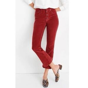 Madewell Rust Cali Demi Boot Corduroy Cropped Buttom Fly Jeans Pants Size 28P